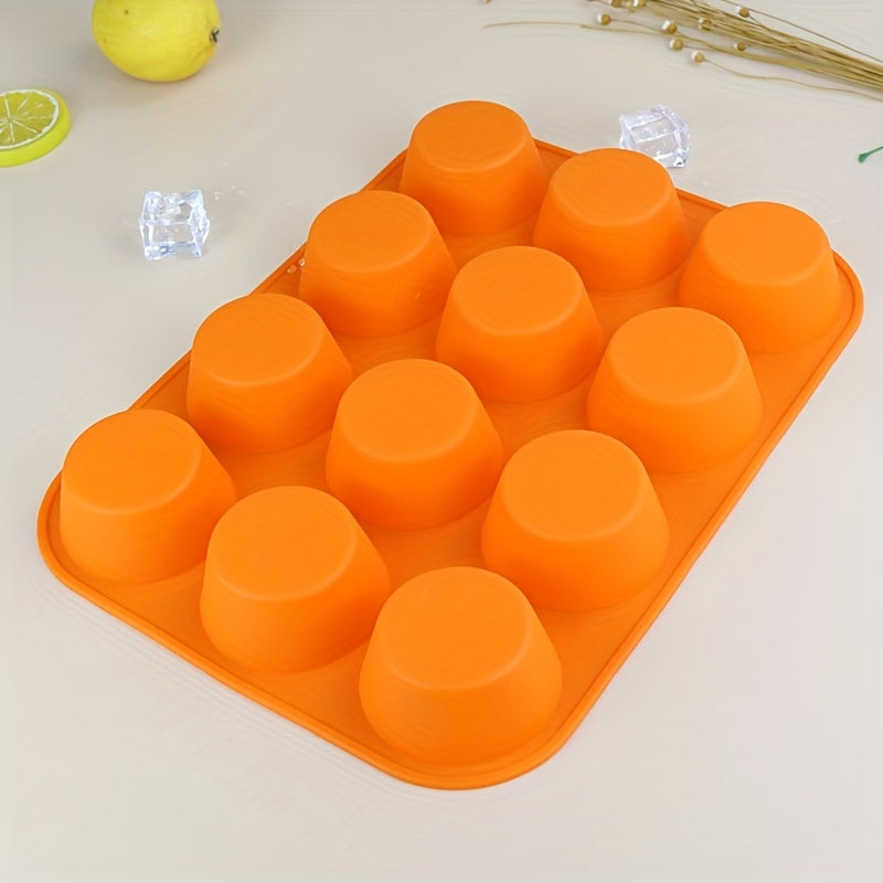 Silicone Muffin Pan 12-Cavity Non-Stick Baking Pan for Cupcakes Pudding