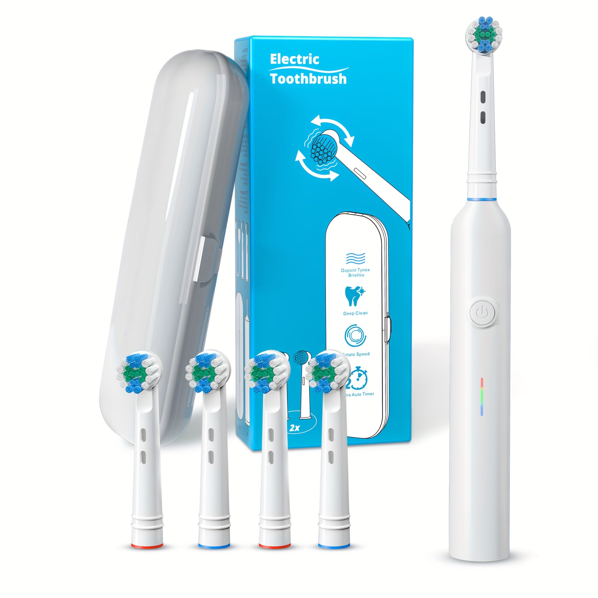 Electric Rotating Toothbrush for Adults with 4 Brush Heads USB C Charging