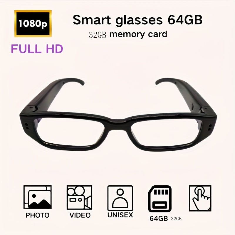 Smart Glasses 1080P HD Video Recording Outdoor Sports Conference with 32GB 64GB Memory Card