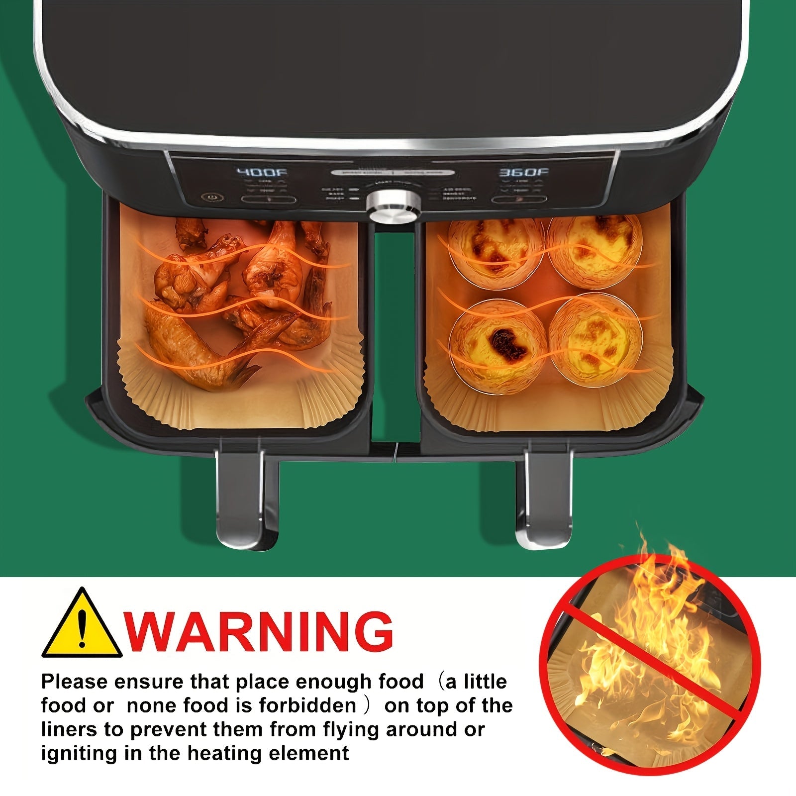 100 Pack Non-Stick Air Fryer Liners Disposable Waterproof Paper Inserts for Baking