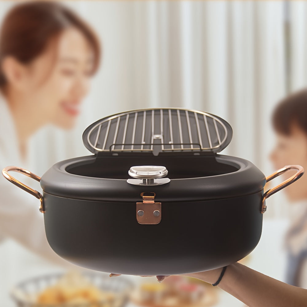 Deep Fryer for Plus Size Items with Thermometer Lid Oil Filter Easy to Clean