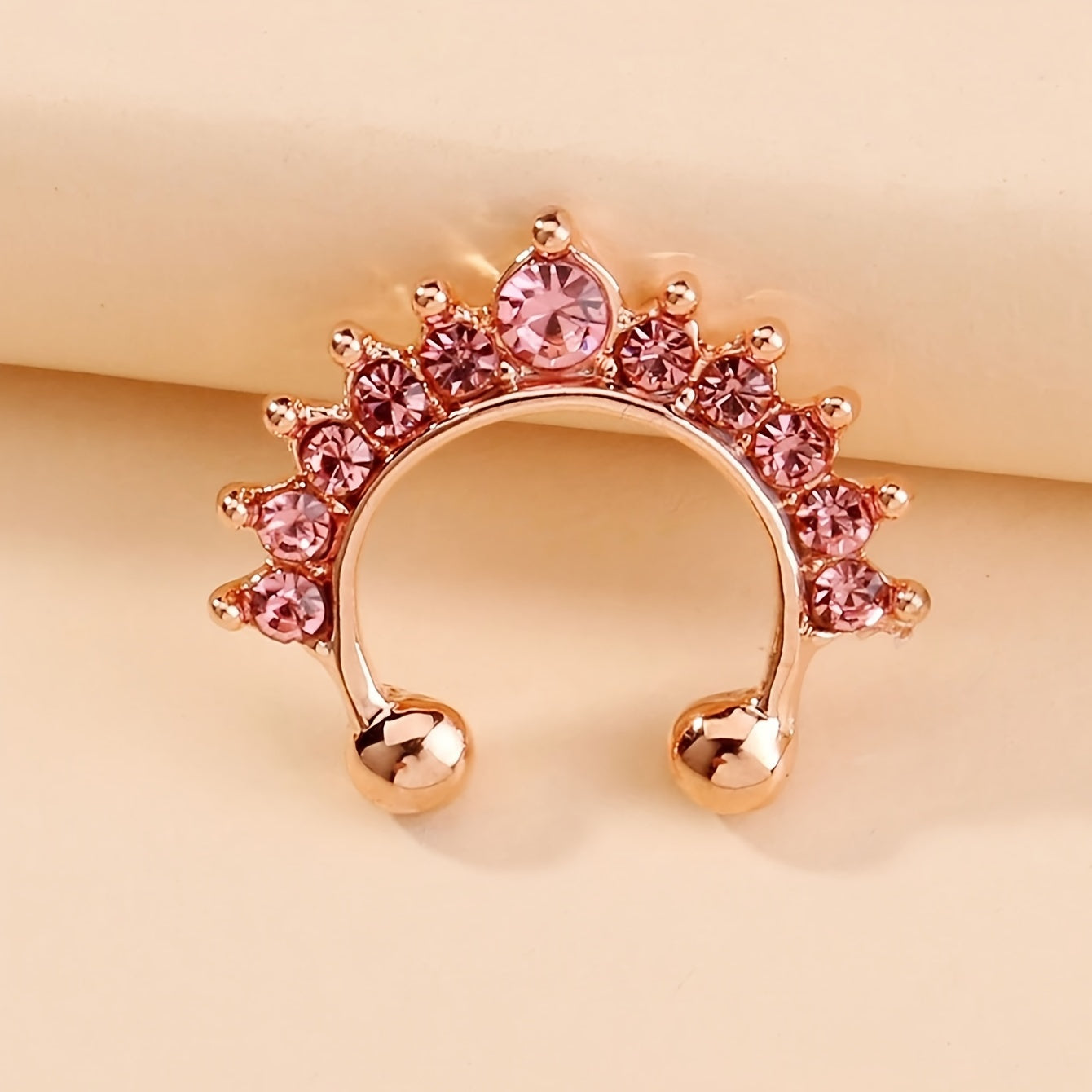 Uniseks rhinestone mis bakir burun qopqog'i, teshiksiz moda tanasi zargarlik buyumlari