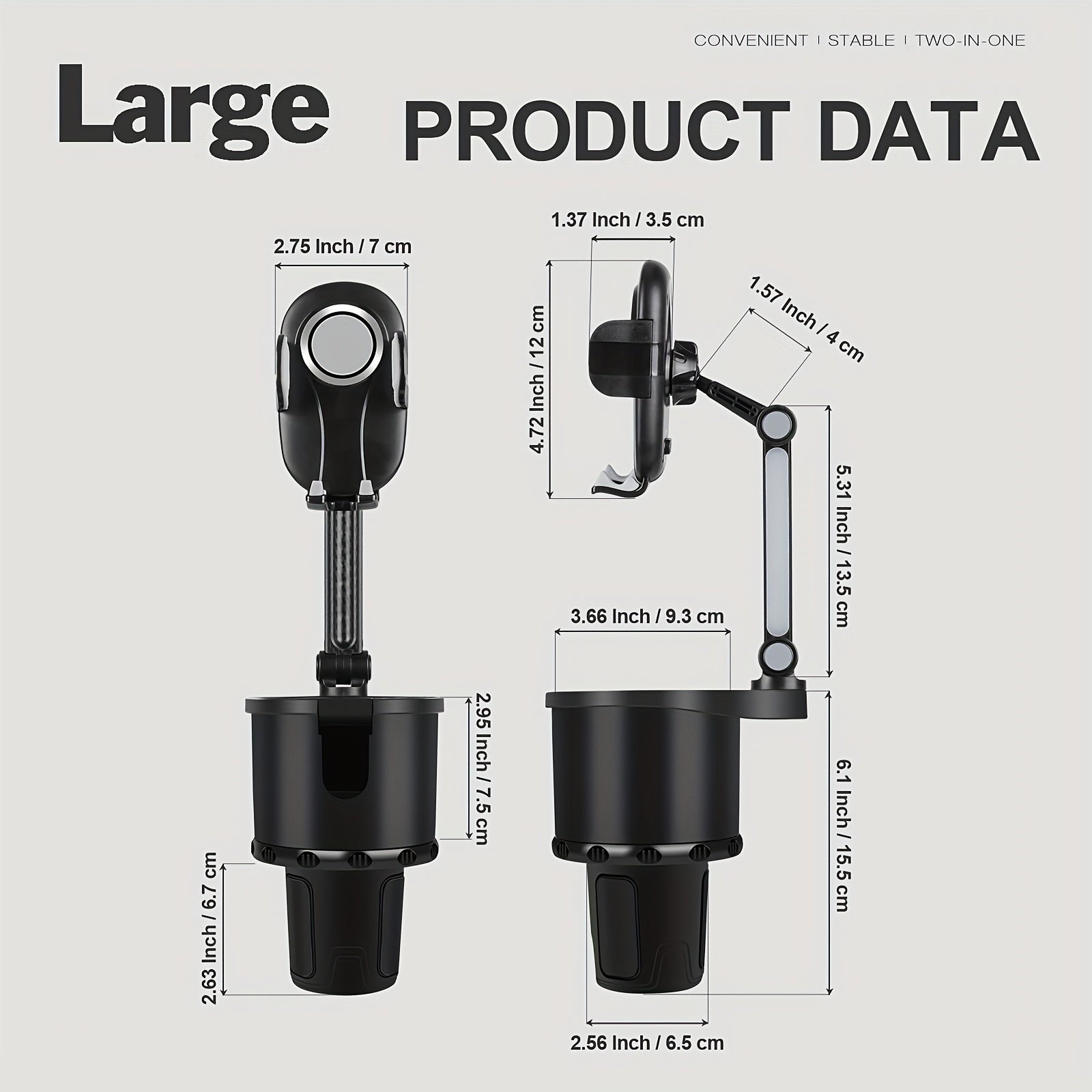 Avtomobil stakan tutqich telefon o'rnatgich universal kengaytirgich 360° burilish bilan