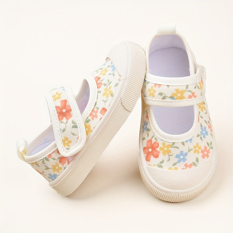 Girls Floral Canvas Sneakers Non-Slip Breathable Casual for Spring Fall