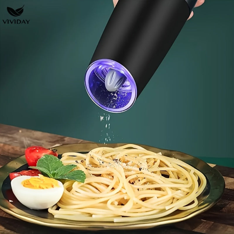 Электрическая кофемолка с технологией гравитации, светодиодной подсветкой, регулируемыми настройками для крупного и мелкого помола, портативная для черного перца, сычуаньского перца и морской соли