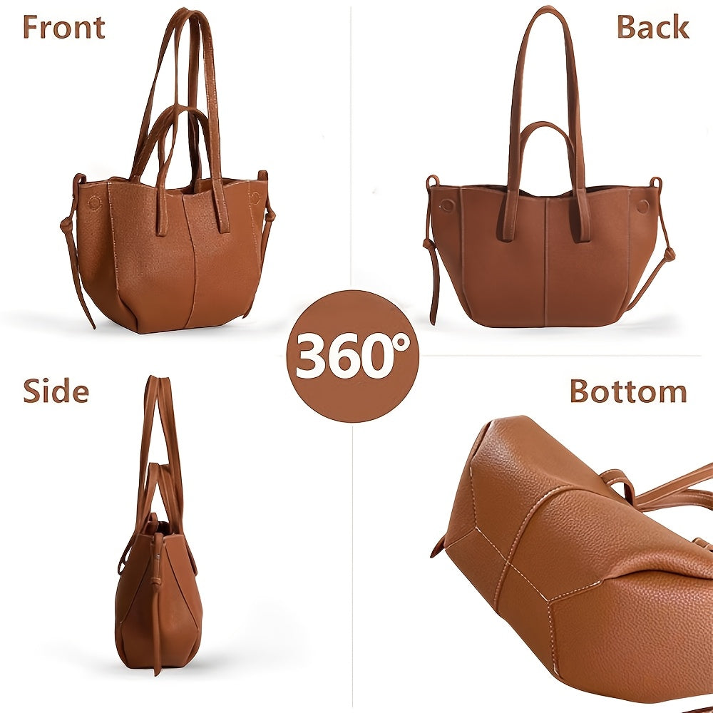 Women's Autumn PU Tote Bag with Magnetic Closure Black