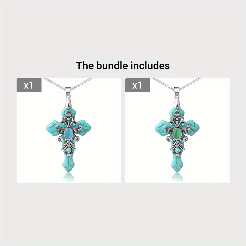 Ювелирное украшение с бирюзовым крестом для женщин, религиозный символ, подарок