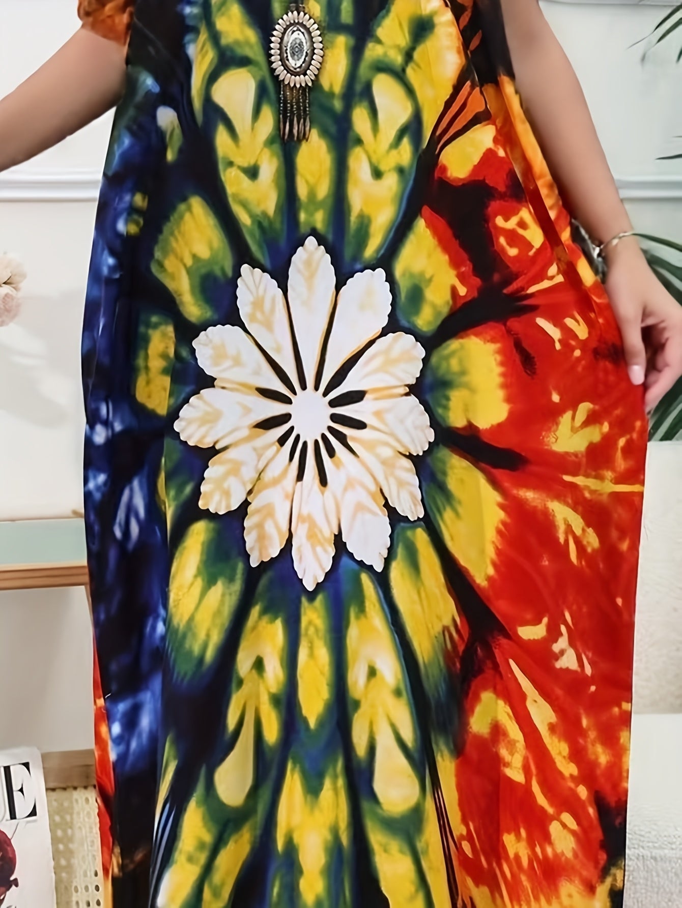 Vestido largo bohemio de girasoles para mujer, ajuste suelto, para verano y playa