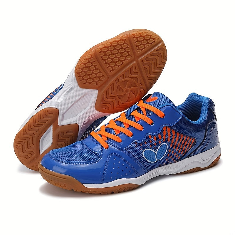 Blue and Orange Breathable Sports Shoes for Badminton and Table Tennis All-Season Lightweight Durable Sole