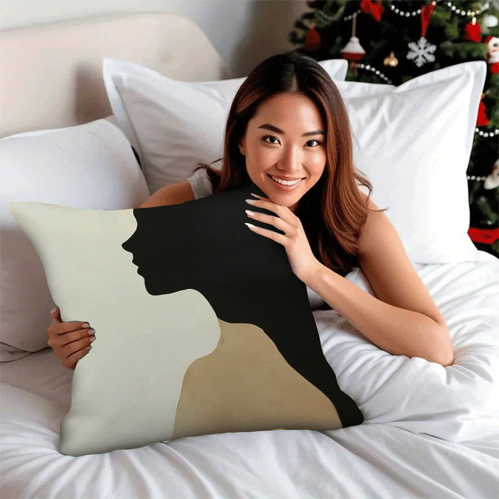 Set of 2 Abstract Face Silhouette Pillow Cases 45.72cm Flannel Zipper Machine Washable