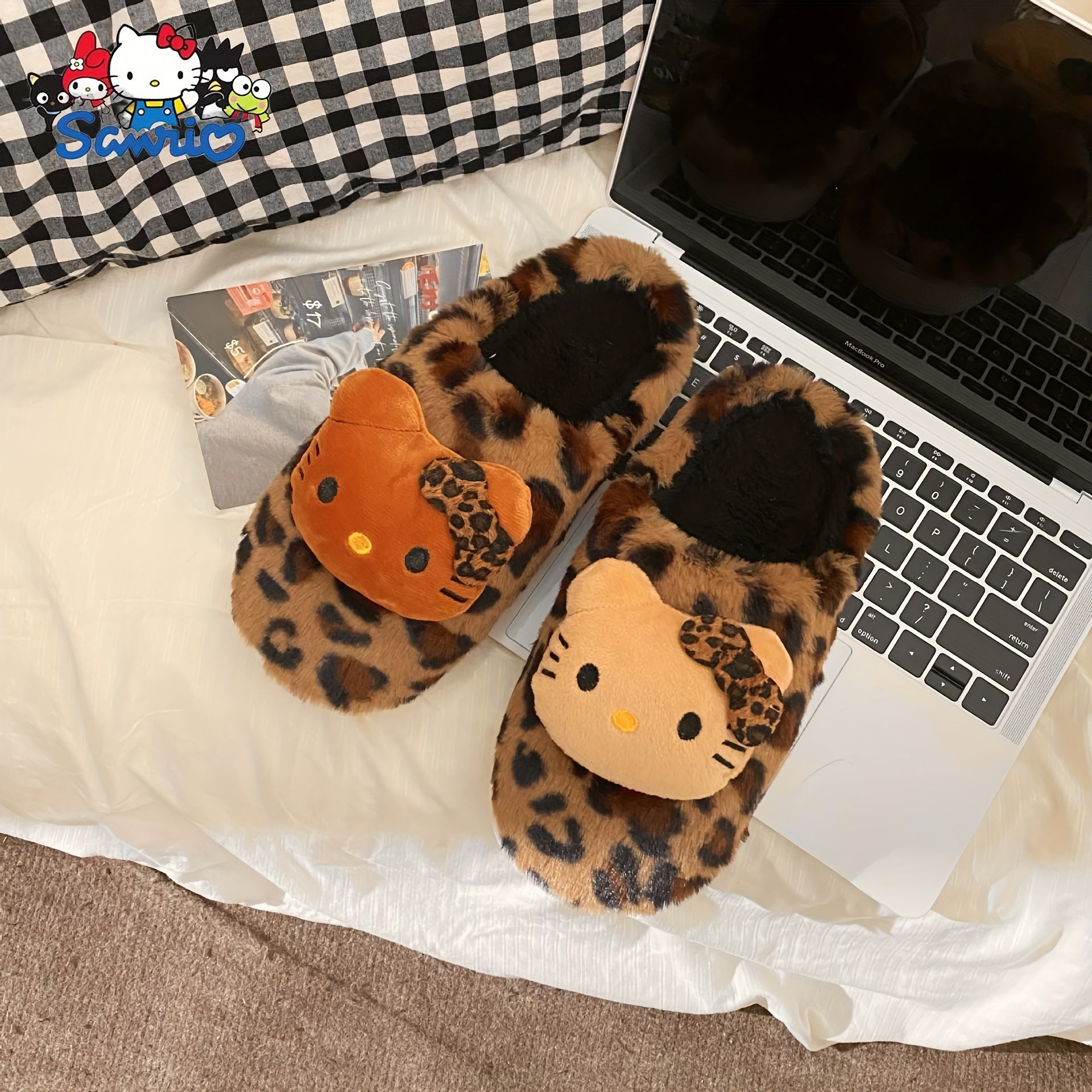 Ayollar uchun leopard bosma yumshoq ichki chanoq poyabzallari, sirpanmaydigan, issiq oyoq kiyim