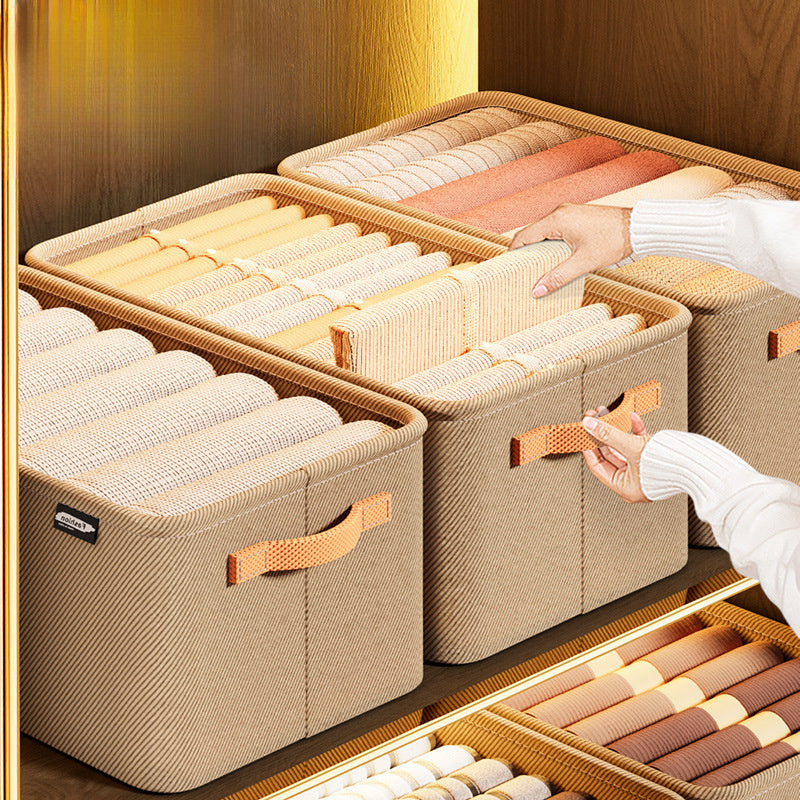Cajas de almacenamiento de tela con asas, apilables, para organización del hogar
