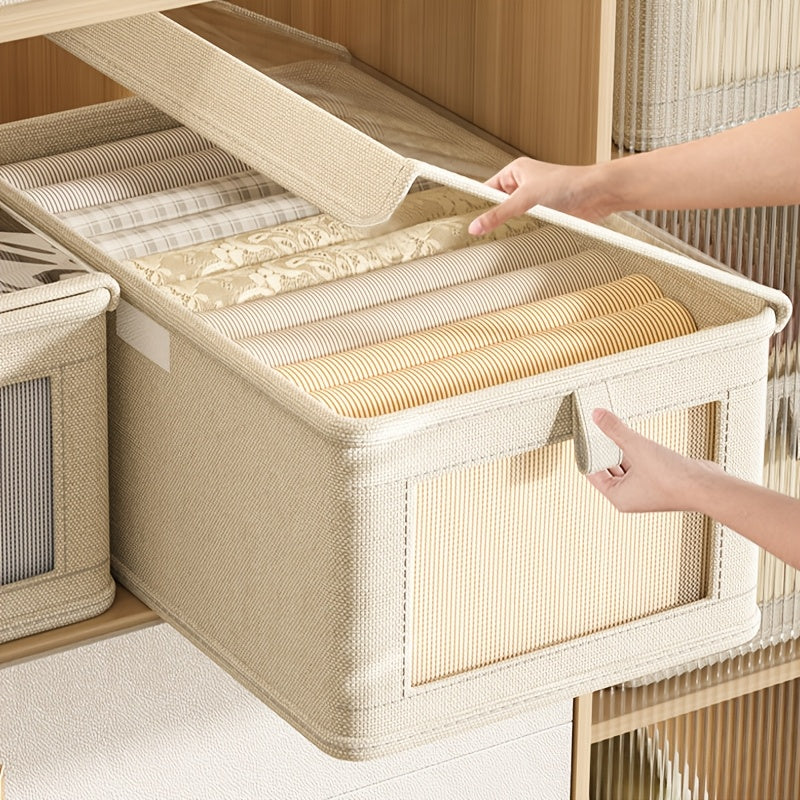 Foldable Oxford Cloth Storage Box with Clear Window for Clothes and Household Items