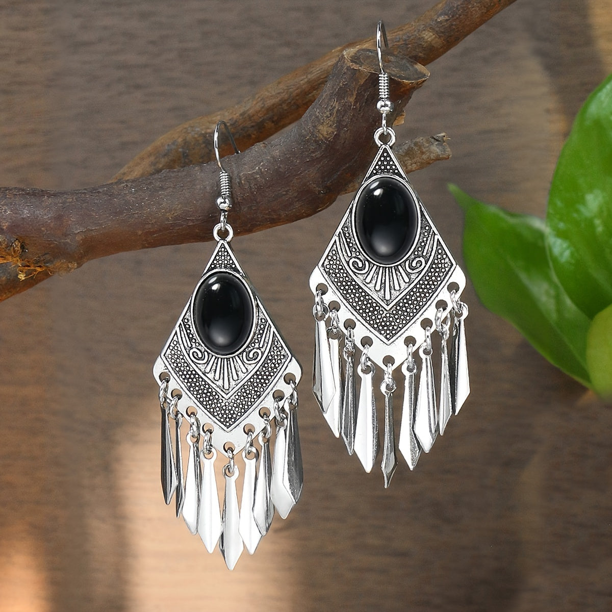 Set of 3 Men's Jewelry Bohemian Rhombus Earrings Necklace Sweater Chain