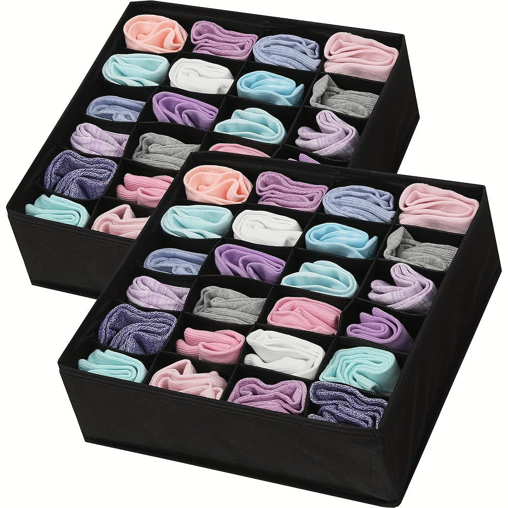 Grey Collapsible Closet Organizer for Socks Bras Ties Belts 24 Cell