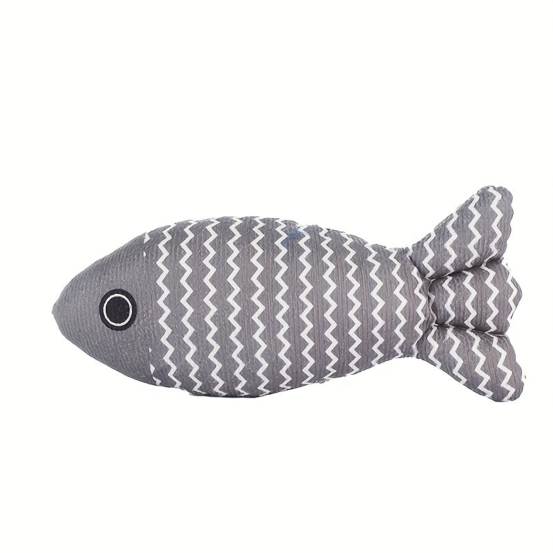 Durable Linen Fish-Shaped Cat Toy for Interactive Play with Sound