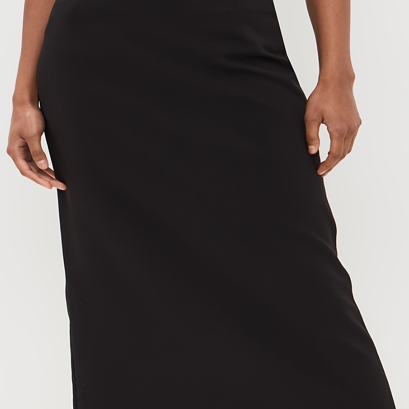 Falda midi de talla grande para mujer en negro con abertura lateral, elástica, de casual a formal