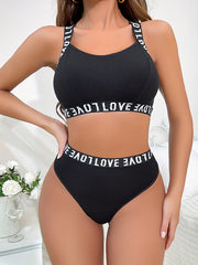 Chop etilgan xatli brassi va chiroyli orqa qismi, elastik ichki kiyimlar to'plami ayollar uchun.