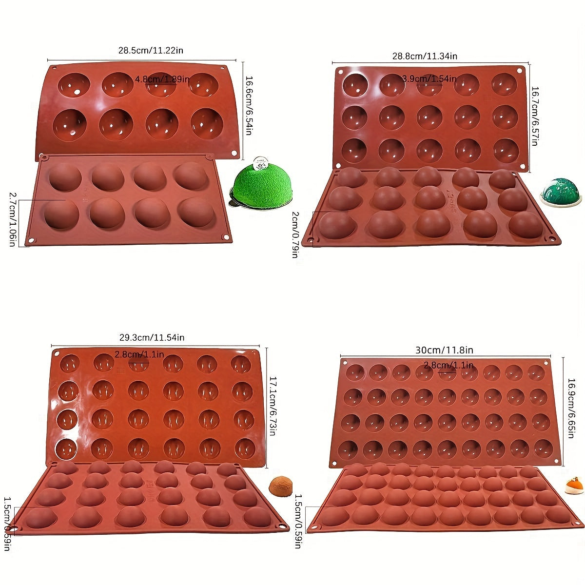 3D Silicone Hemisphere Chocolate Mold for Candy Pudding Baking Tools