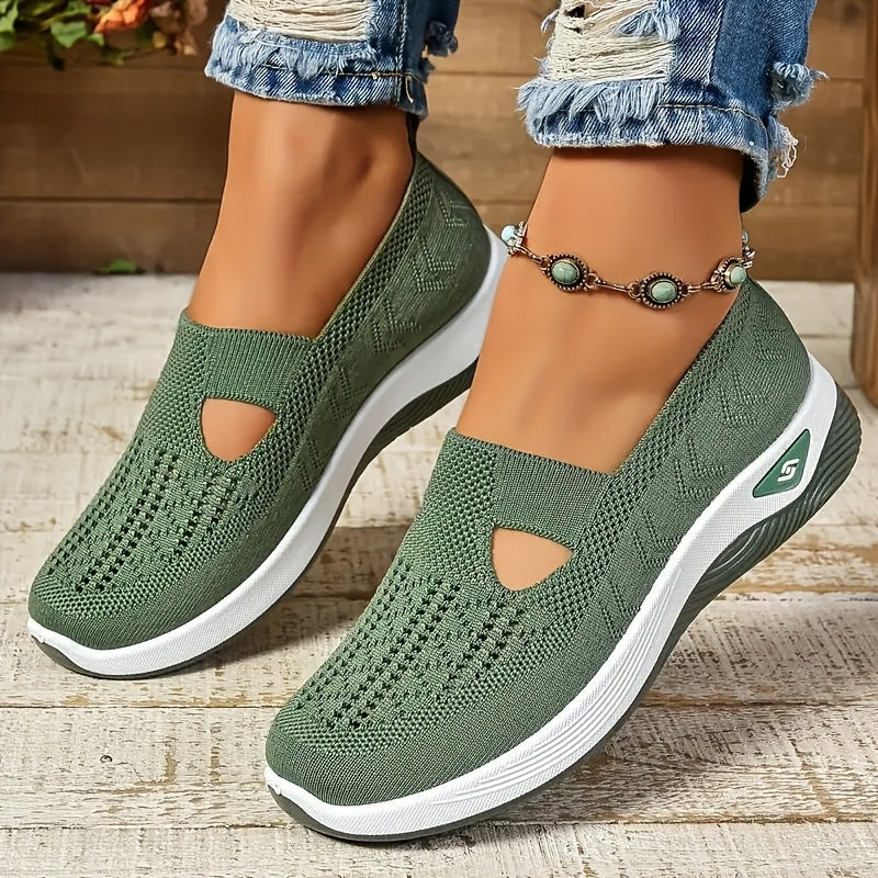 Women's Casual Sneakers Solid Color Breathable Fabric Low Top TPU Sole