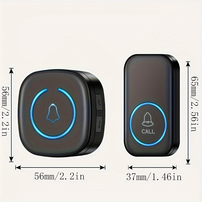 Simsiz eshik qo'ng'irog'i to'plami 1 to'plamni o'z ichiga oladi, 304.8 metr masofaga, 60 ta qo'ng'iroq, LED yoritish va klassik tugma.