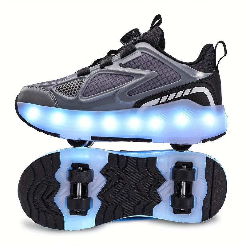 Kids LED Light-Up Sneakers for Boys and Girls Adjustable Brightness Breathable Fabric All-Season Casual Shoes