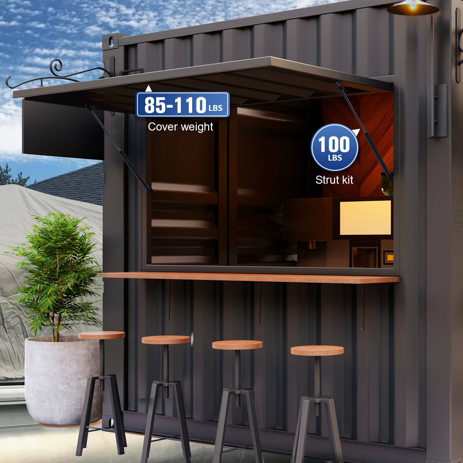 Hydraulic Gas Spring Lift Strut for Camper Shell RV Bed Storage Box