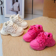 Girls' Breathable Microfiber Synthetic Leather Casual Sneakers with Anti-Slip Rubber Sole