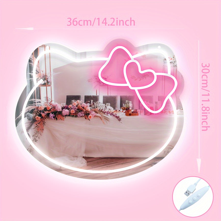 Cute Cat Neon Sign with Switch Control USB Powered Multi-Color Cartoon for Bedroom or Shop Decor