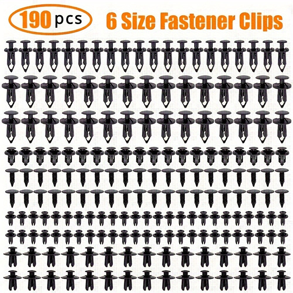 190Pcs Car Retainer Clips Kit - Durable Plastic Fasteners for Trim and Bumper