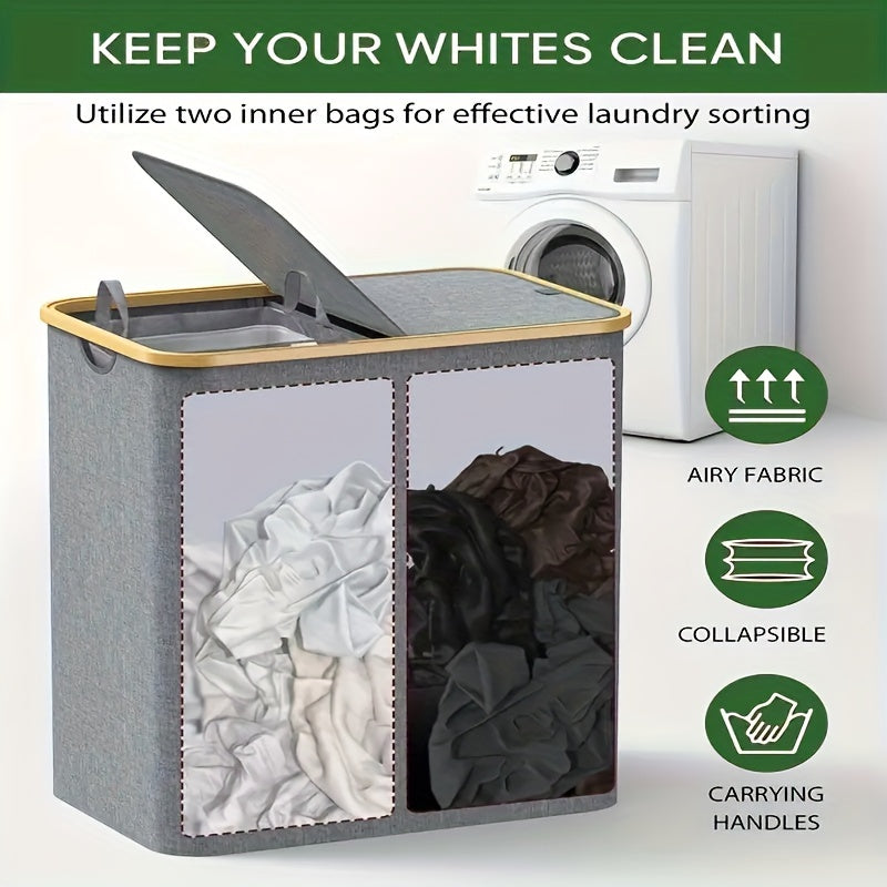 Large Laundry Hamper with Lid and Detachable Bags for Clothes Storage in Laundry Rooms and Dorms
