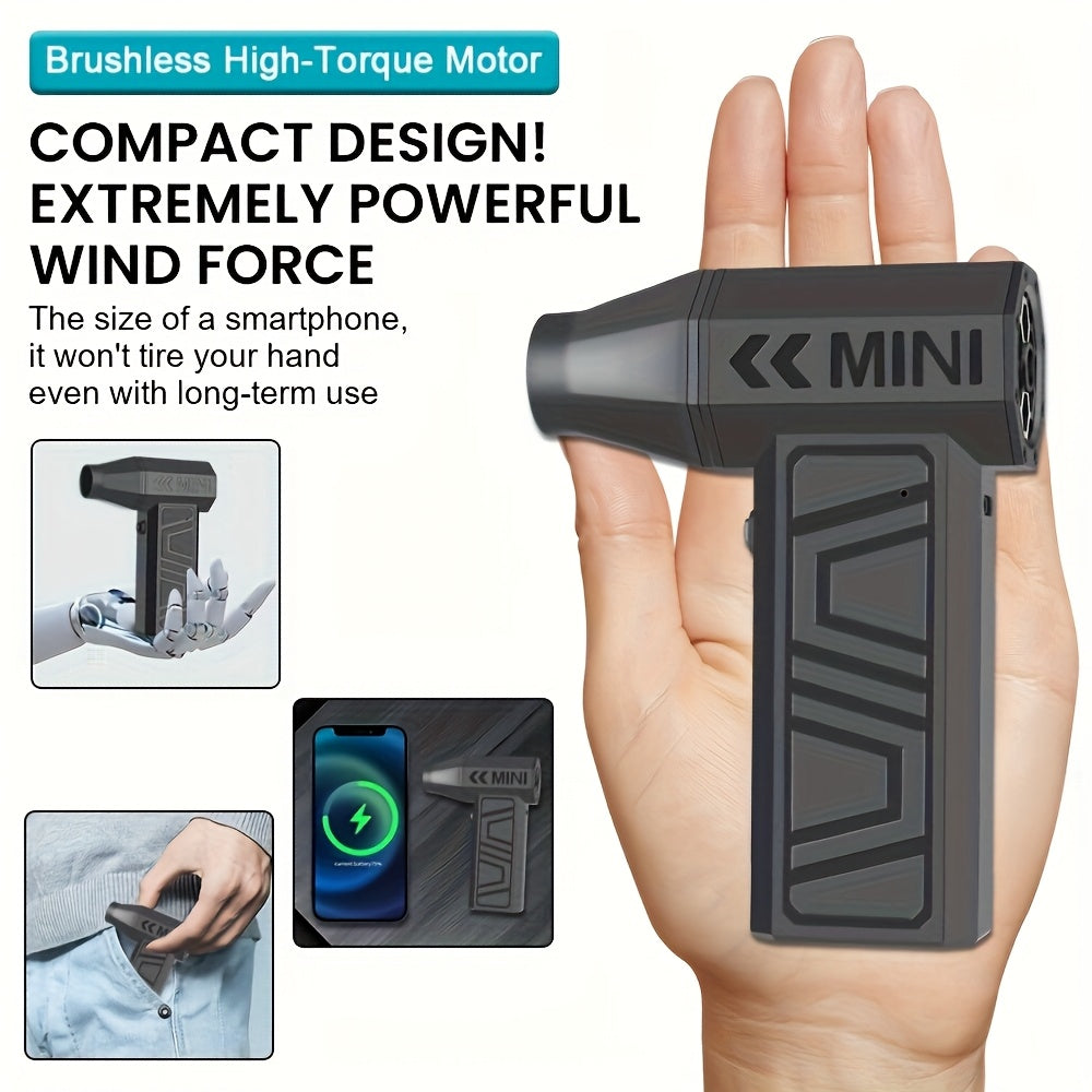 Portable Handheld Fan with High-Speed Turbine 110000 RPM Rechargeable Lithium Battery for Outdoor Activities and Cleaning