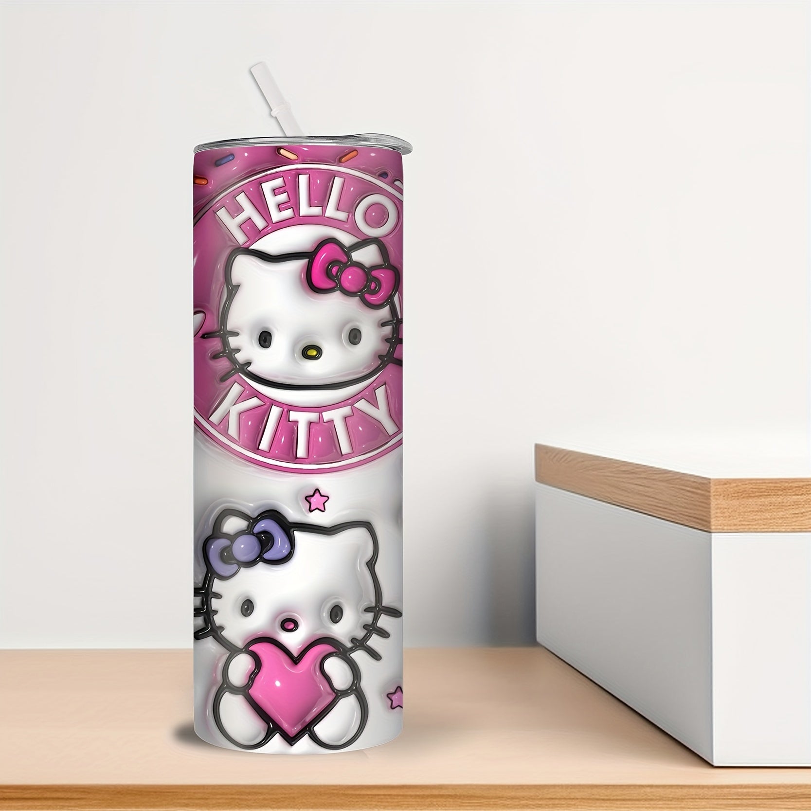 Bolalar uchun Hello Kitty dizayni bilan 20oz zanglamaydigan po'latdan yasalgan suv shisha