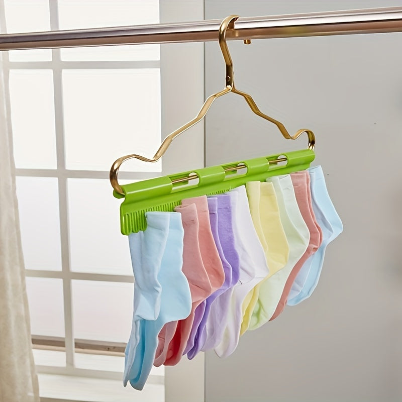 Juego de estantes para secar calcetines a prueba de viento con colgadores y clips de plástico para espacio de lavandería, pinzas para ropa ahorra espacio para calcetines y artículos pequeños, pack de 2