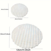 Alfombra redonda de felpa lujosa, ultra suave, antideslizante, con textura acanalada, blanca o rosa