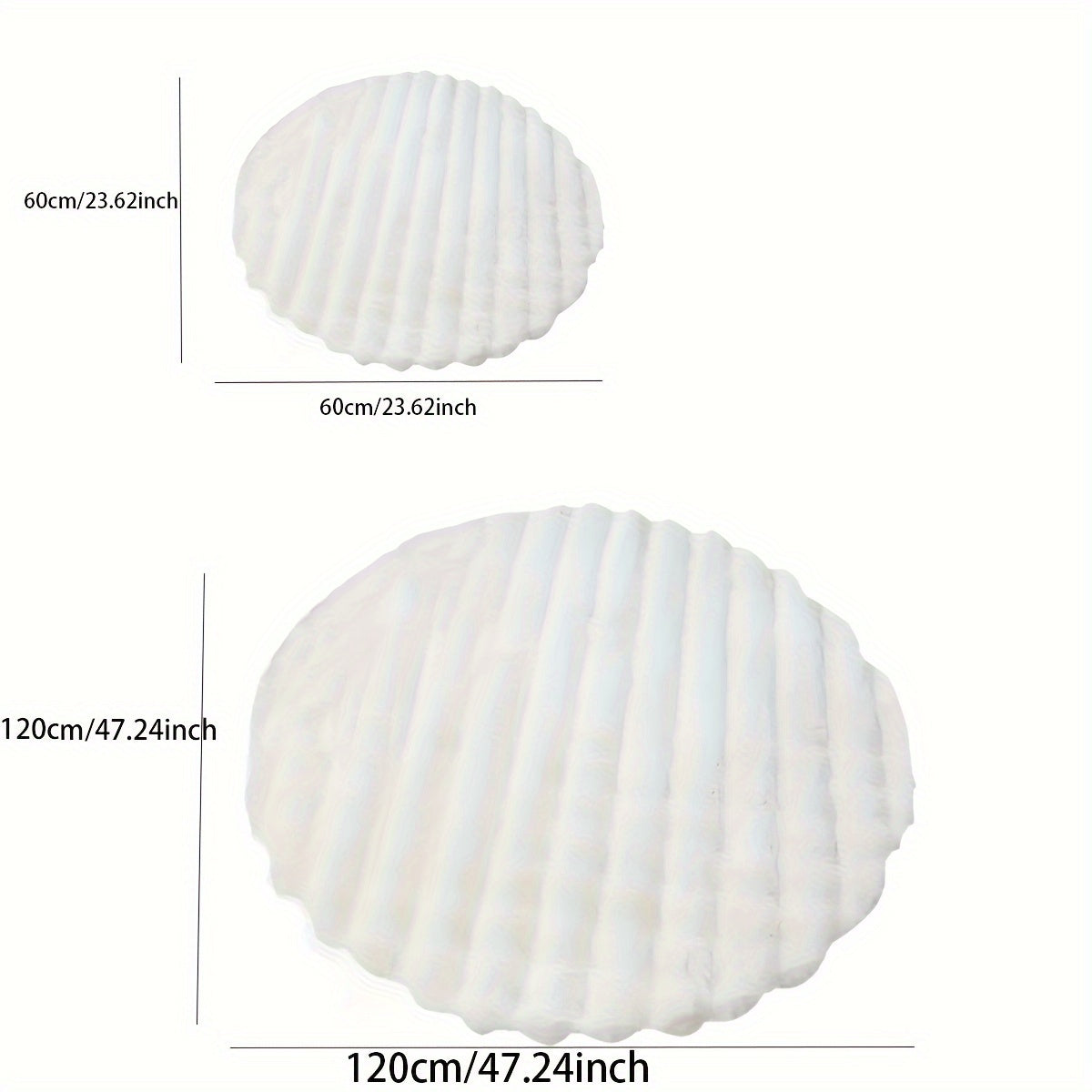 Alfombra redonda de felpa lujosa, ultra suave, antideslizante, con textura acanalada, blanca o rosa