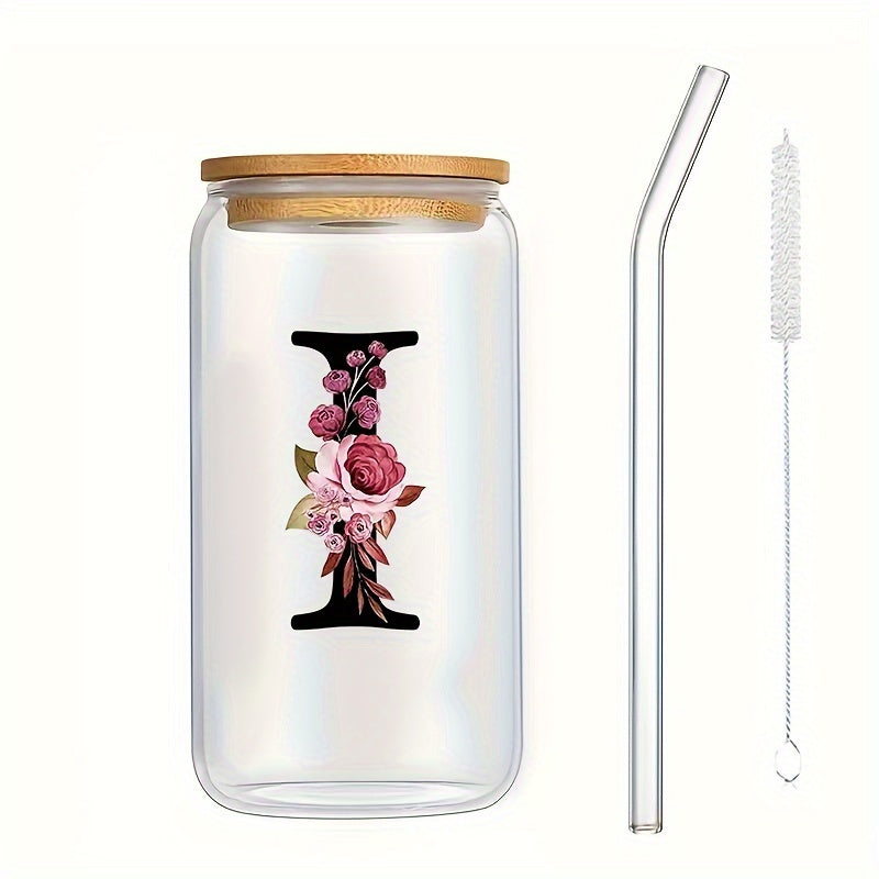 Vaso de vidrio para bebidas frías con tapa de bambú, impreso en 3D, de borosilicato, jugo, cerveza, café