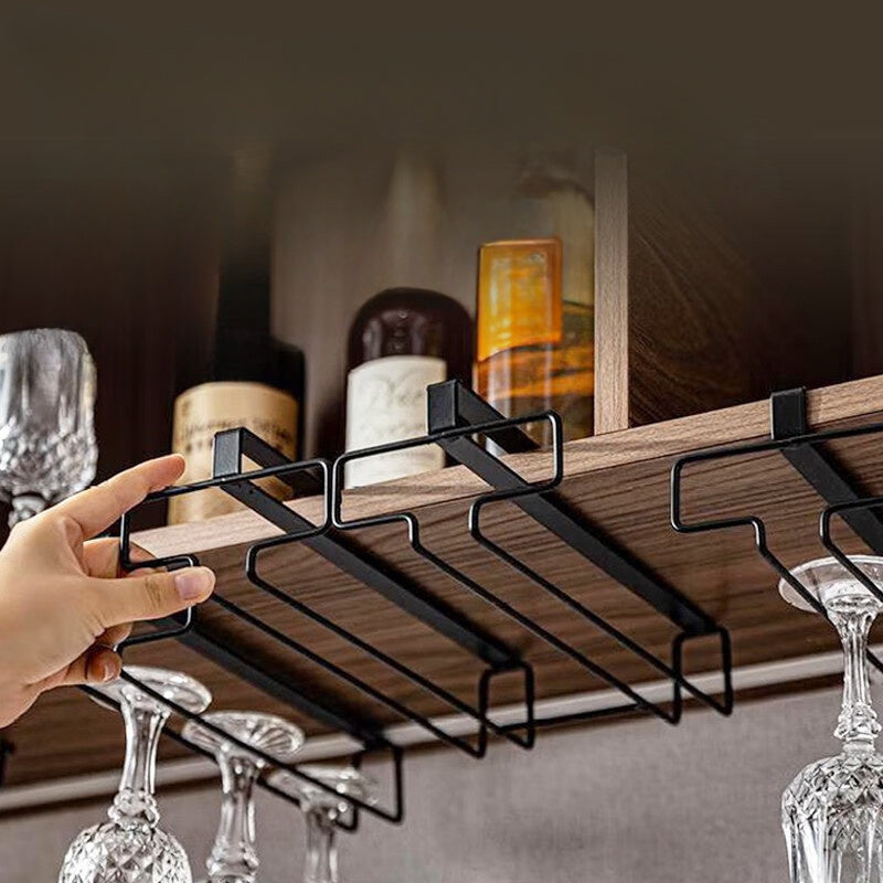 3-Piece Metal Space-Saving Wine Glass Rack No-Drill Upside-Down Stemware Organizer for Kitchen and Bar Cabinets