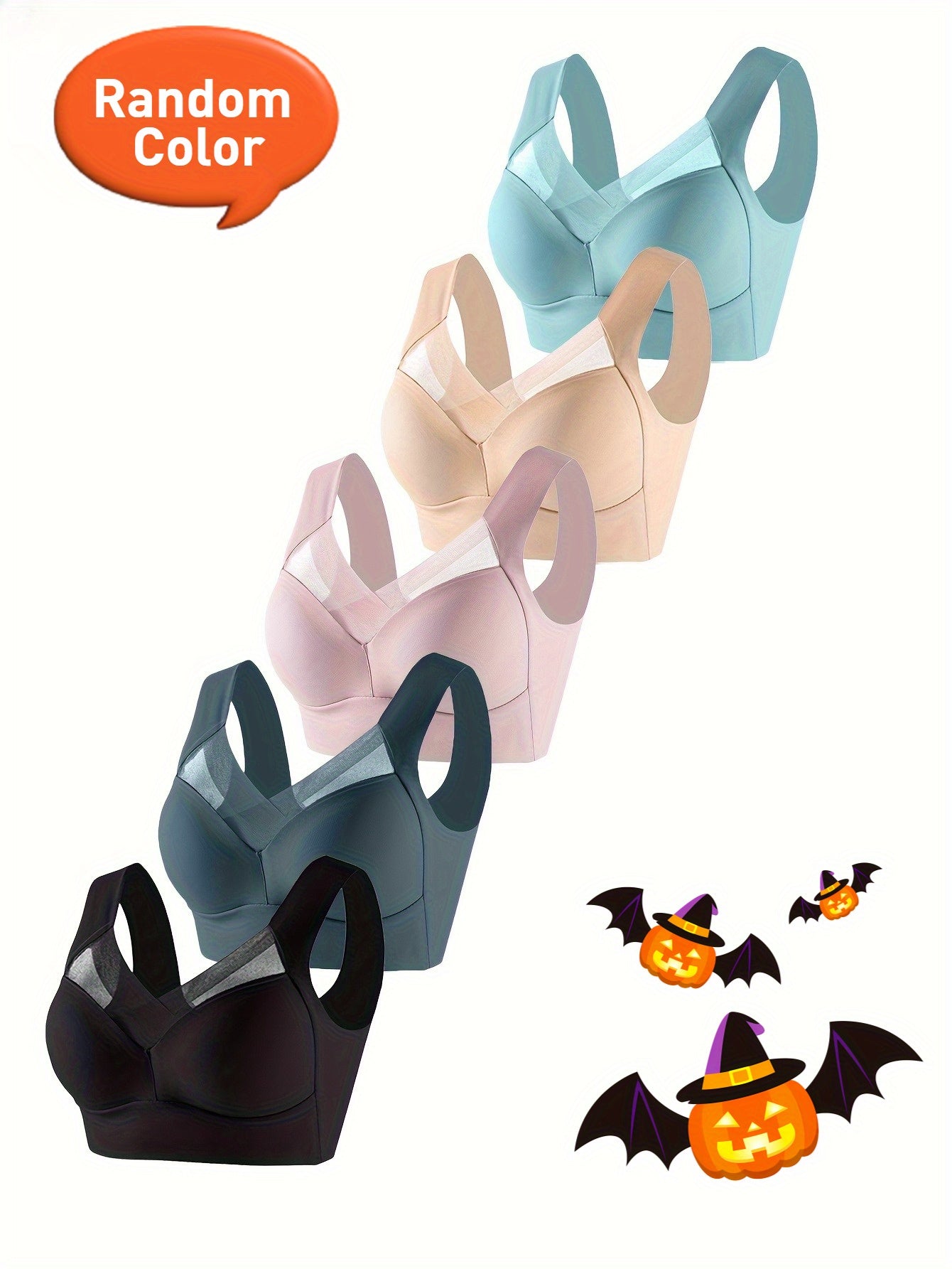 Women Yoga Bras 5 Pack Breathable Mesh Seamless V-Neck No Underwire