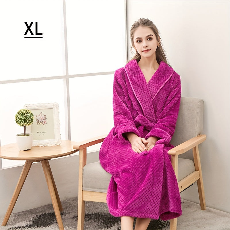 Cozy Couples Bathrobe Long Sleeve Autumn Winter Warm Fleece