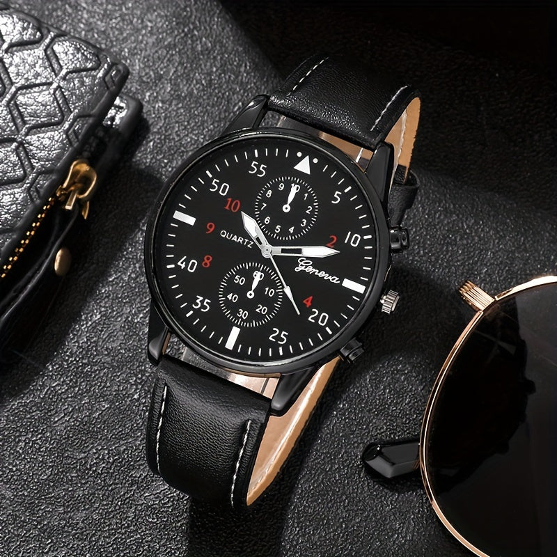 Men's Accessories Set Quartz Watch Wallet Glasses Gift Collection