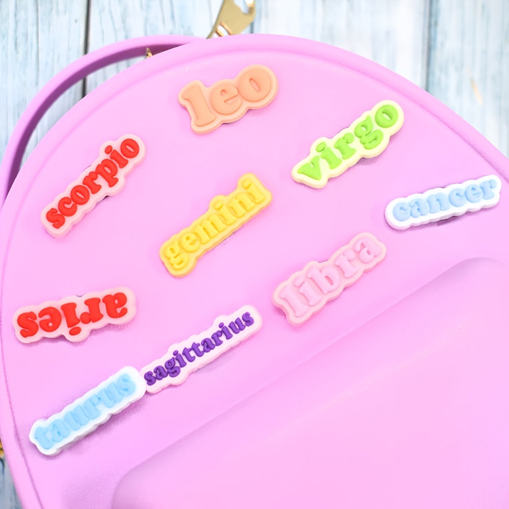12 Pcs Zodiac Sign Shoe Charms Set Plastic Astrology Footwear Accessories