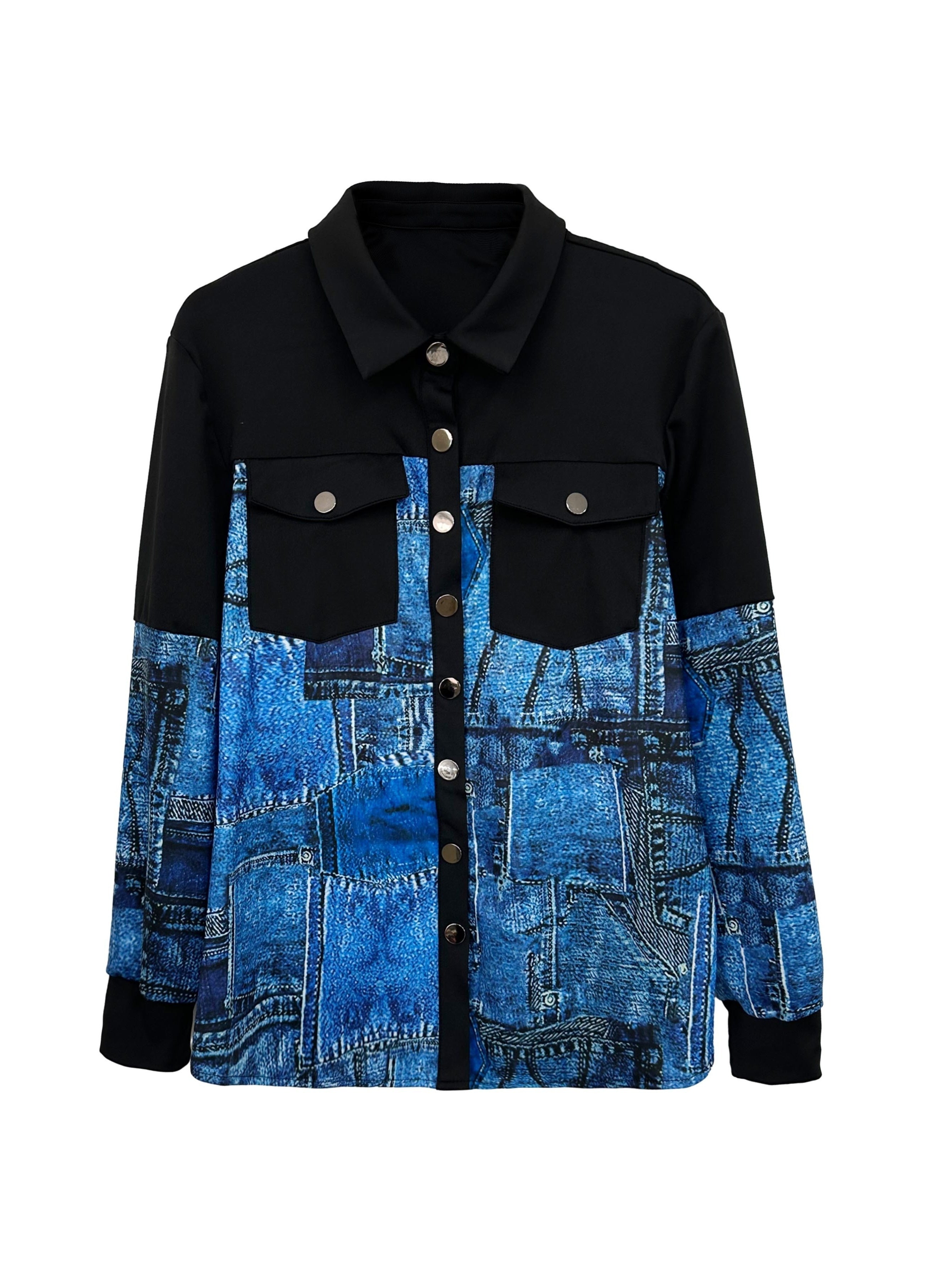 Women's Casual Plaid Long Sleeve Shirt with Turned Collar