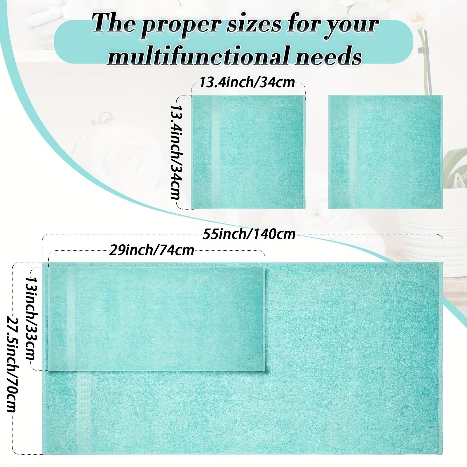 8-Piece Solid Color Towel Set Bath Hand Washcloths Absorbent Soft