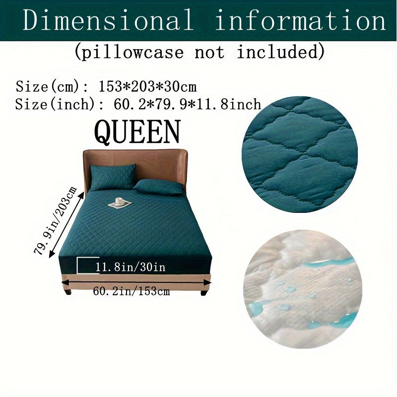 Waterproof Fitted Sheet with Geometric Embossed Pattern Deep Pocket Bed Sheet for Bedroom and Guest Room