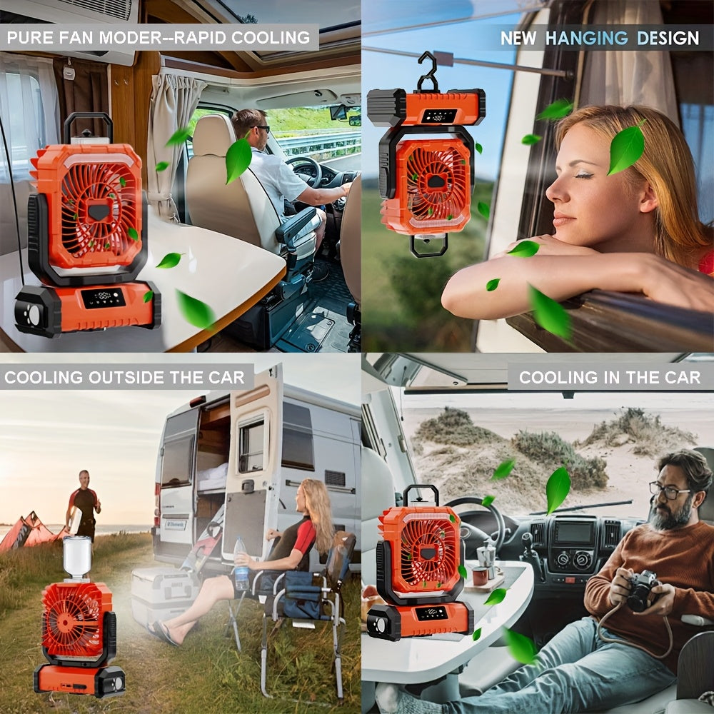 Portable RV Fan with LED Display Remote Control 5-Speed Cooling Large Water Bottle