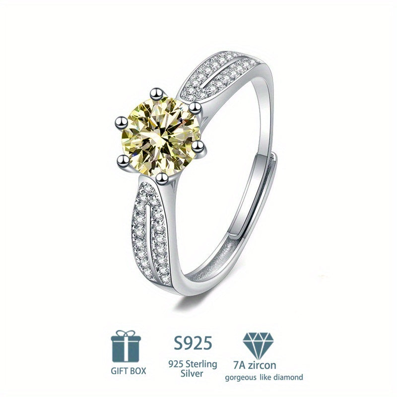 Sterling Silver 2ct Moissanite Engagement Ring Wedding Band Anniversary Gift