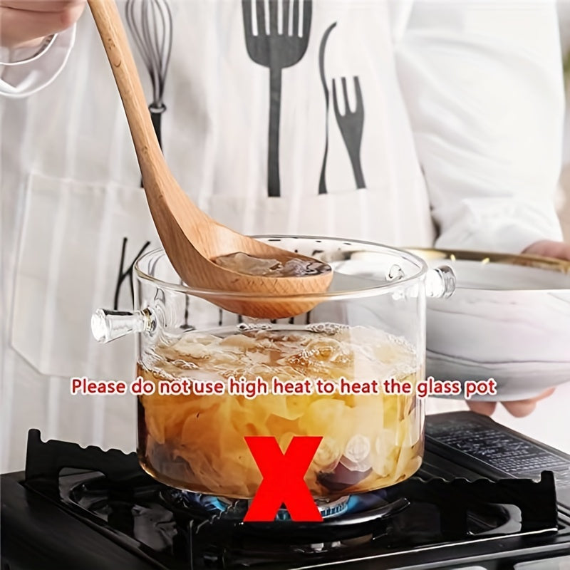 Glass Stockpot Set 3 Sizes 14cm 15cm 16cm Clear Glass Cooking Pot