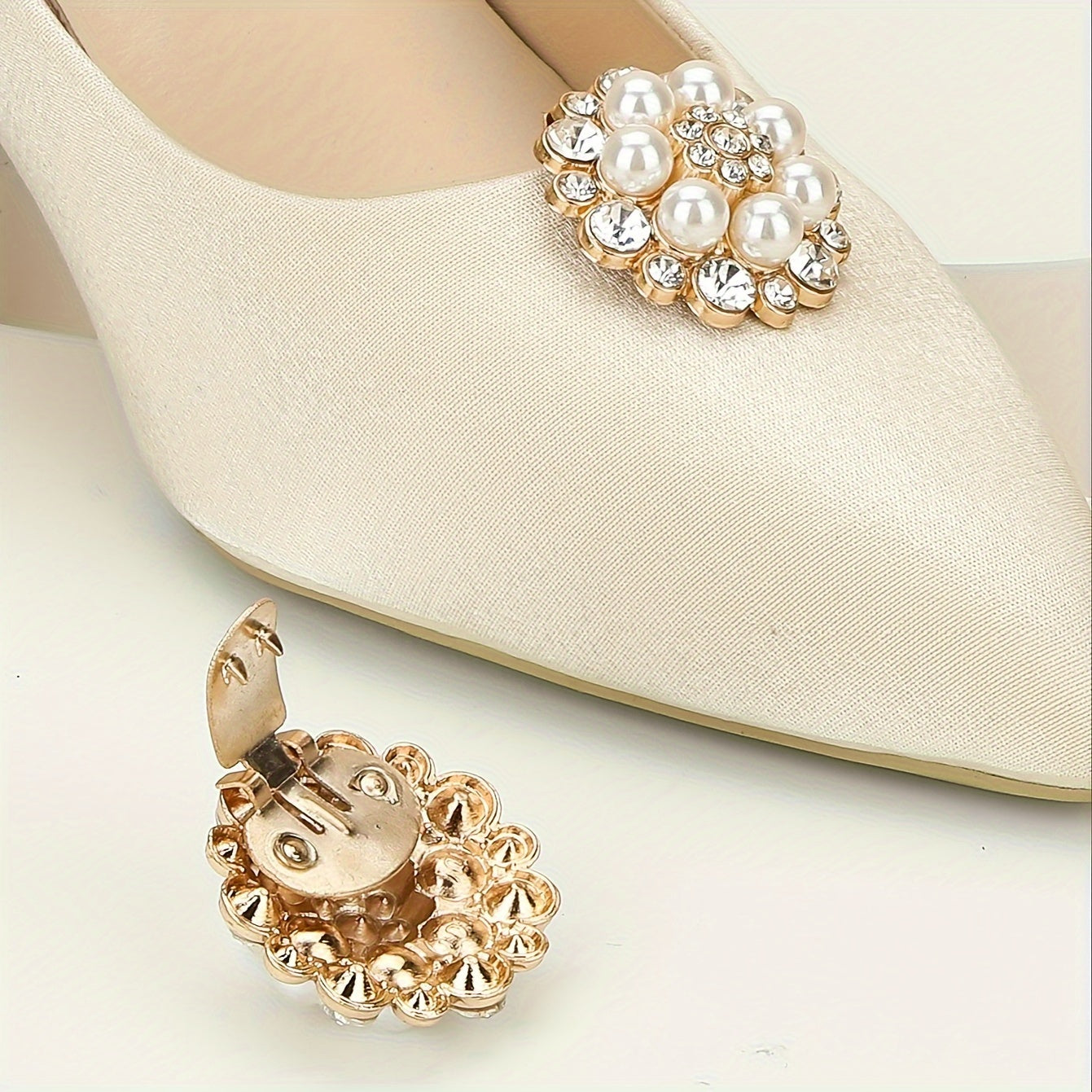 Women Rhinestone Shoe Buckles Detachable Shoe Clips for High Heels Accessory