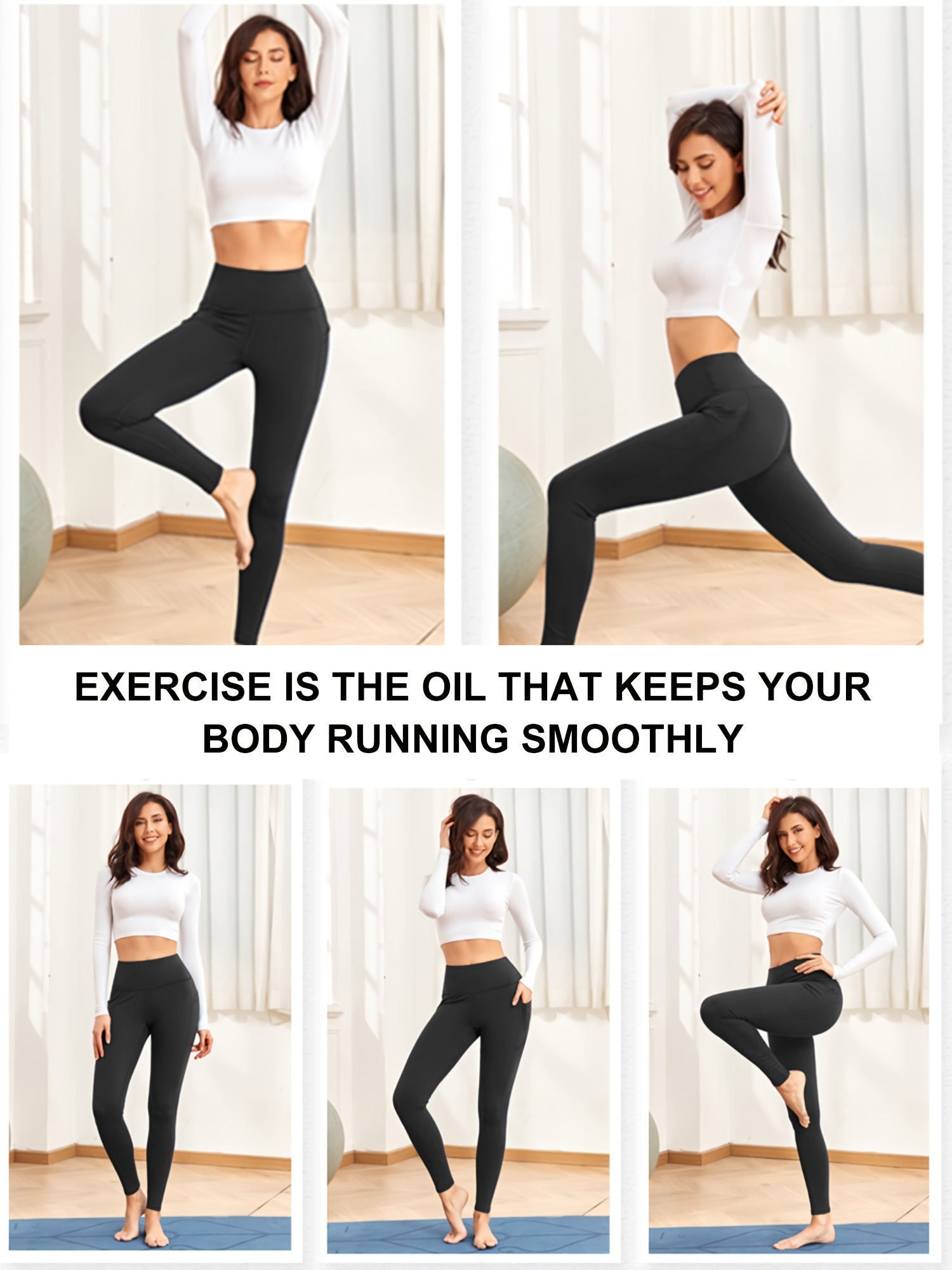 Plus Size Yoga Pants With Pockets High-Waisted Tummy Control Workout Leggings